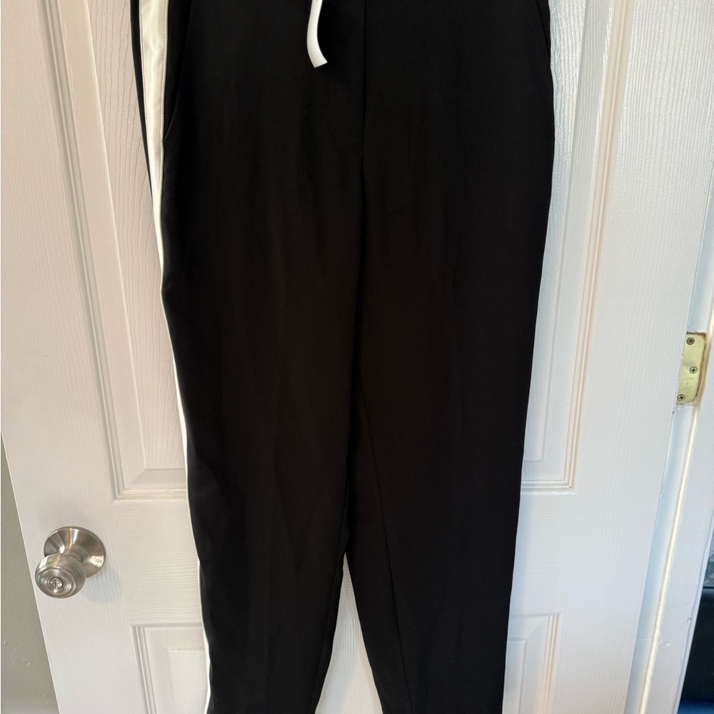 Brand New J. Crew Factory Black w/ White Side Stripe Dress Pant